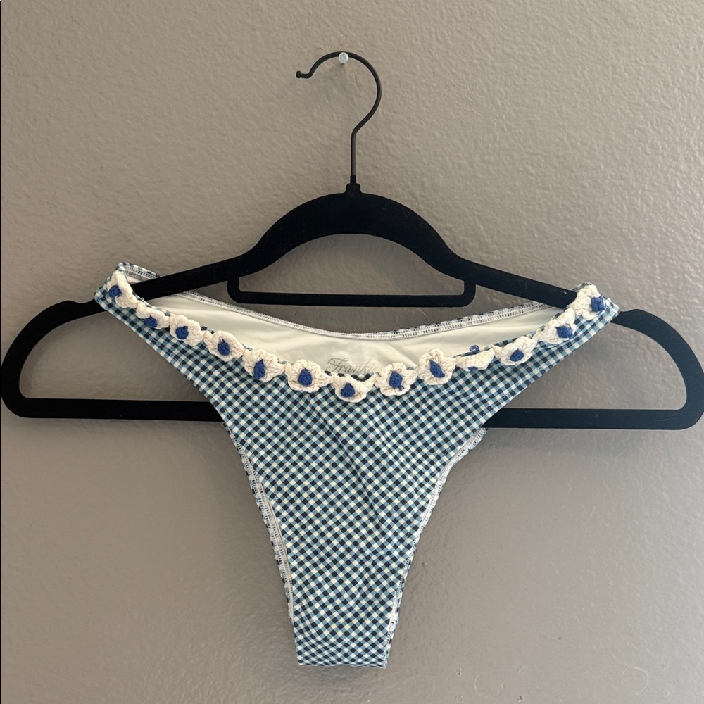Frankie's Bikinis Blue and White Bikini Bottom